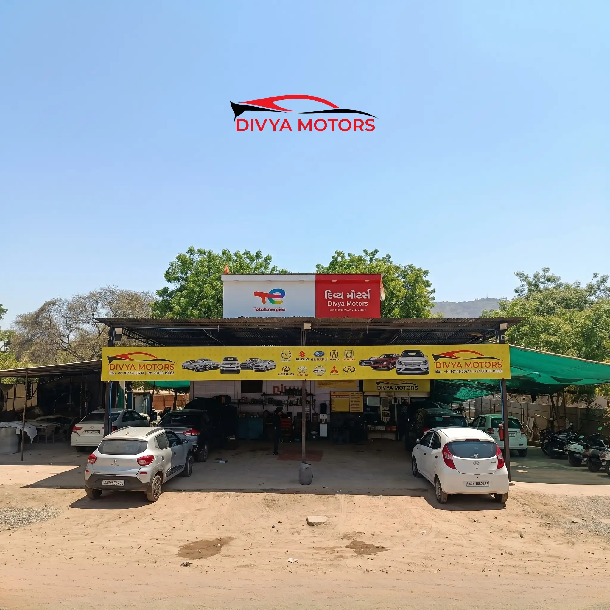 Divya Motors car workshop in Zundal, Gandhinagar